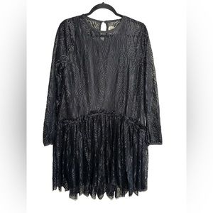 NEW Johnny Was Black Lace Long Sleeve Mini Dress Size Small